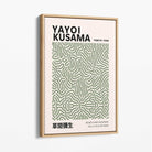 Yayoi Kusama Infinity in Green Canvas Art Print with Oak Float Frame