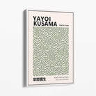 Yayoi Kusama Infinity in Green Canvas Art Print with White Float Frame