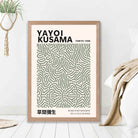 Yayoi Kusama Infinity in Green print in Light Oak Frame