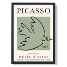 Picasso Dove on Sage Green Art Print print in Black Wooden Frame