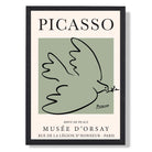 Picasso Dove on Sage Green print in Black Wooden Frame