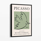 Picasso Dove on Sage Green Canvas Art Print with Black Float Frame