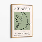 Picasso Dove on Sage Green Canvas Art Print with Oak Float Frame