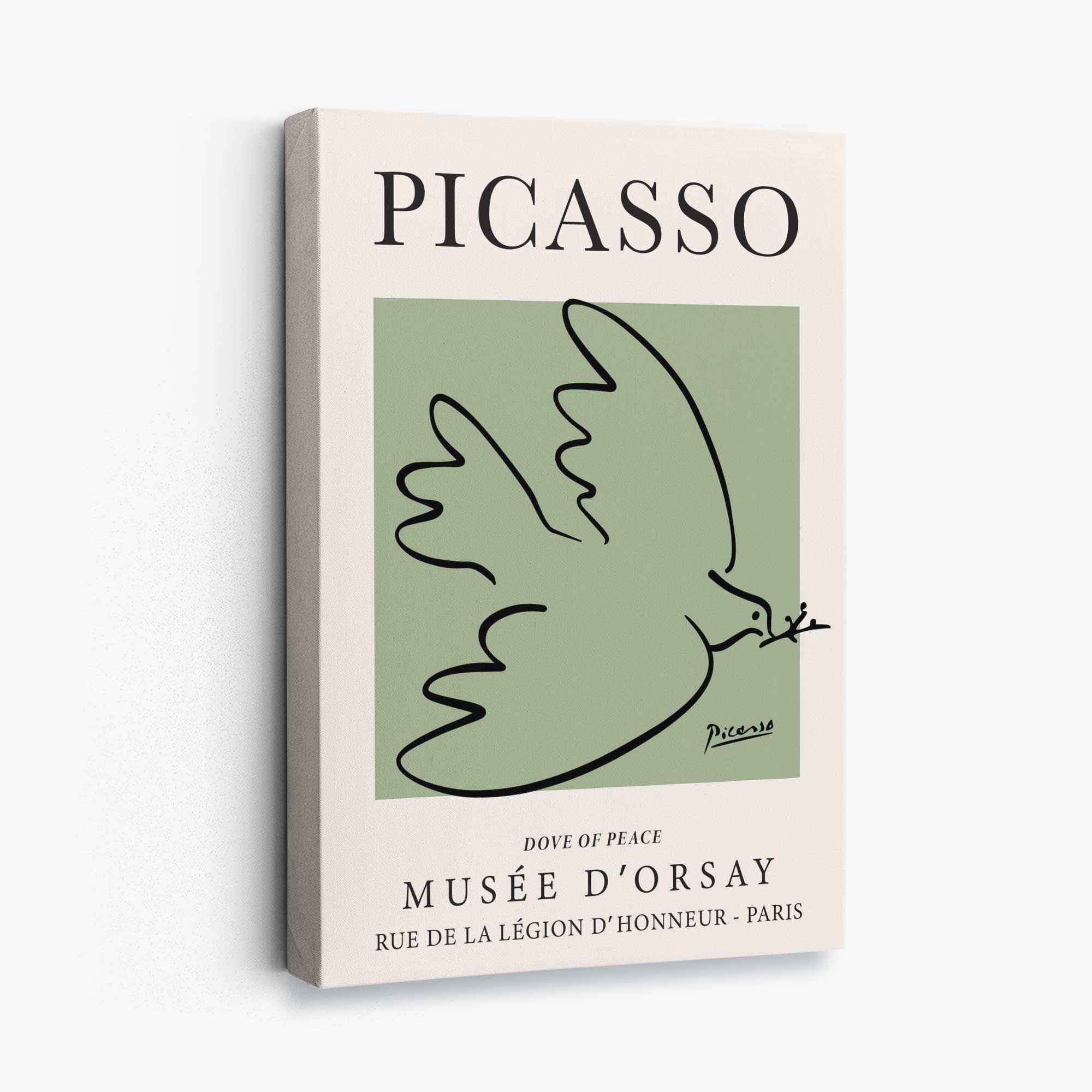 Picasso Dove on Sage Green Canvas Art Print