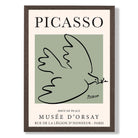 Picasso Dove on Sage Green print in Dark Wooden Frame