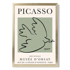Picasso Dove on Sage Green print in Gold Wooden Frame