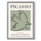 Picasso Dove on Sage Green print in Light Grey Wooden Frame
