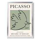 Picasso Dove on Sage Green print in Silver Wooden Frame