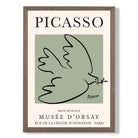 Picasso Dove on Sage Green print in Walnut Wooden Frame