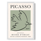 Picasso Dove on Sage Green print in White Wooden Frame
