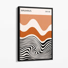 Bauhaus Waves in Orange and Black Canvas Art Print with Black Float Frame