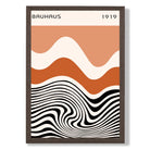 Bauhaus Waves in Orange and Black print in Dark Wooden Frame