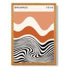 Bauhaus Waves in Orange and Black print in Oak Wooden Frame