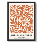 William Morris Floral Willow in Orange Art Print print in Black Wooden Frame