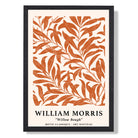 William Morris Floral Willow in Orange print in Black Wooden Frame
