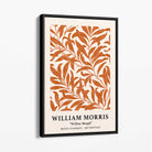 William Morris Floral Willow in Orange Canvas Art Print with Black Float Frame