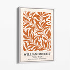 William Morris Floral Willow in Orange Canvas Art Print with White Float Frame