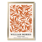 William Morris Floral Willow in Orange print in Gold Wooden Frame