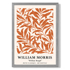 William Morris Floral Willow in Orange print in Light Grey Wooden Frame