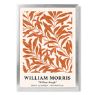 William Morris Floral Willow in Orange print in Silver Wooden Frame