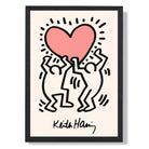 Keith Haring Heart in Pink print in Black Wooden Frame