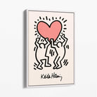 Keith Haring Heart in Pink Canvas Art Print with White Float Frame