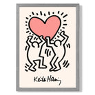 Keith Haring Heart in Pink print in Light Grey Wooden Frame