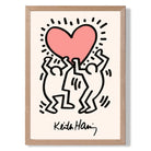 Keith Haring Heart in Pink print in Light Oak Wooden Frame