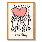 Keith Haring Heart in Pink print in Oak Wooden Frame