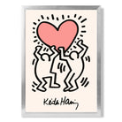 Keith Haring Heart in Pink print in Silver Wooden Frame