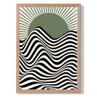 Bauhaus Sun Burst Waves in Green Art Print Wall Art Print