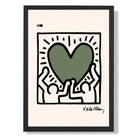 Keith Haring Heart in Green Art Print print in Black Wooden Frame