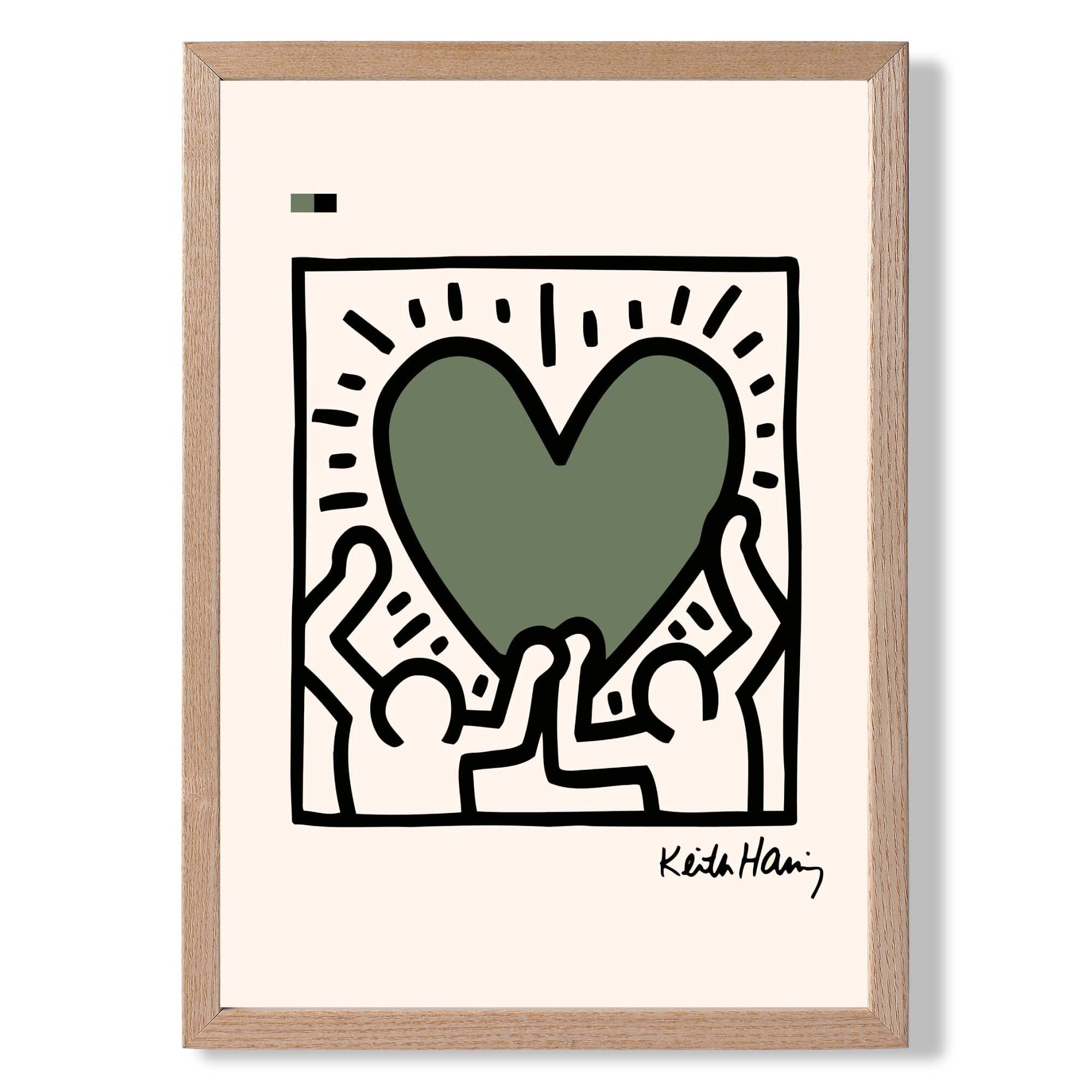 Keith Haring Heart in Green Art Print Wall Art Print