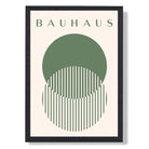 Bauhaus Circles in Green Art Print print in Black Wooden Frame
