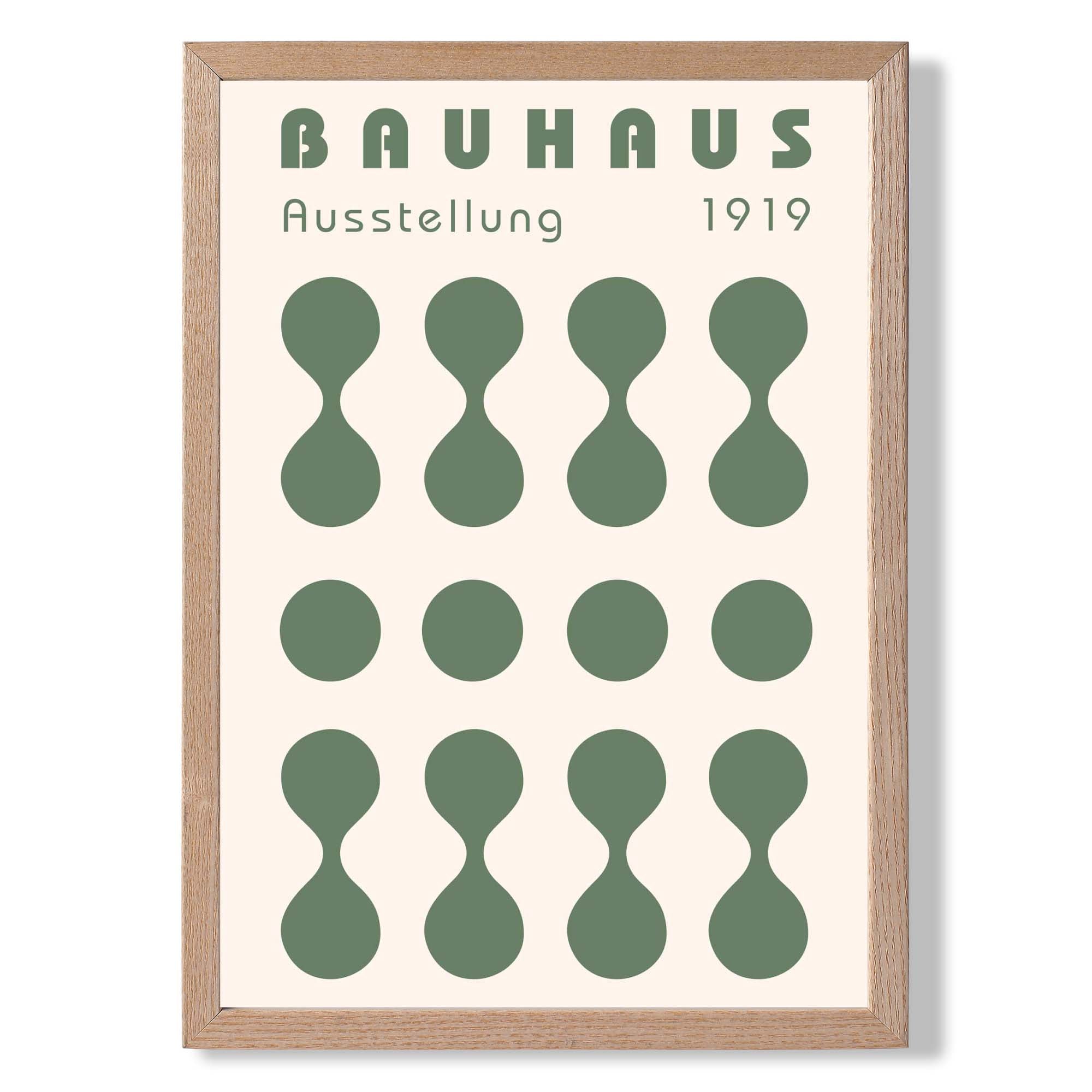 Bauhaus Modern Shapes in Green Art Print Wall Art Print