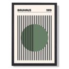 Bauhaus Green Geometric Art Print print in Black Wooden Frame