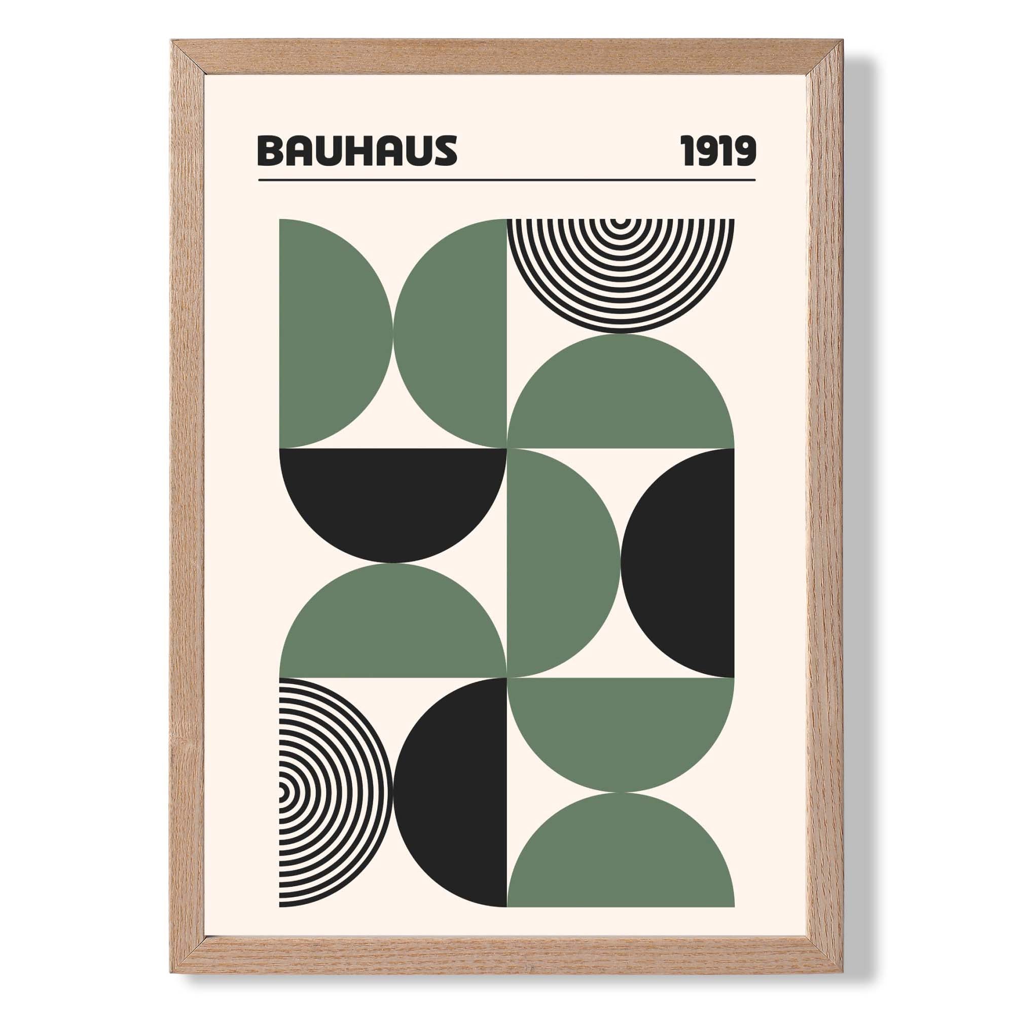 Bauhaus Green Semi Circles in Green Art Print Wall Art Print