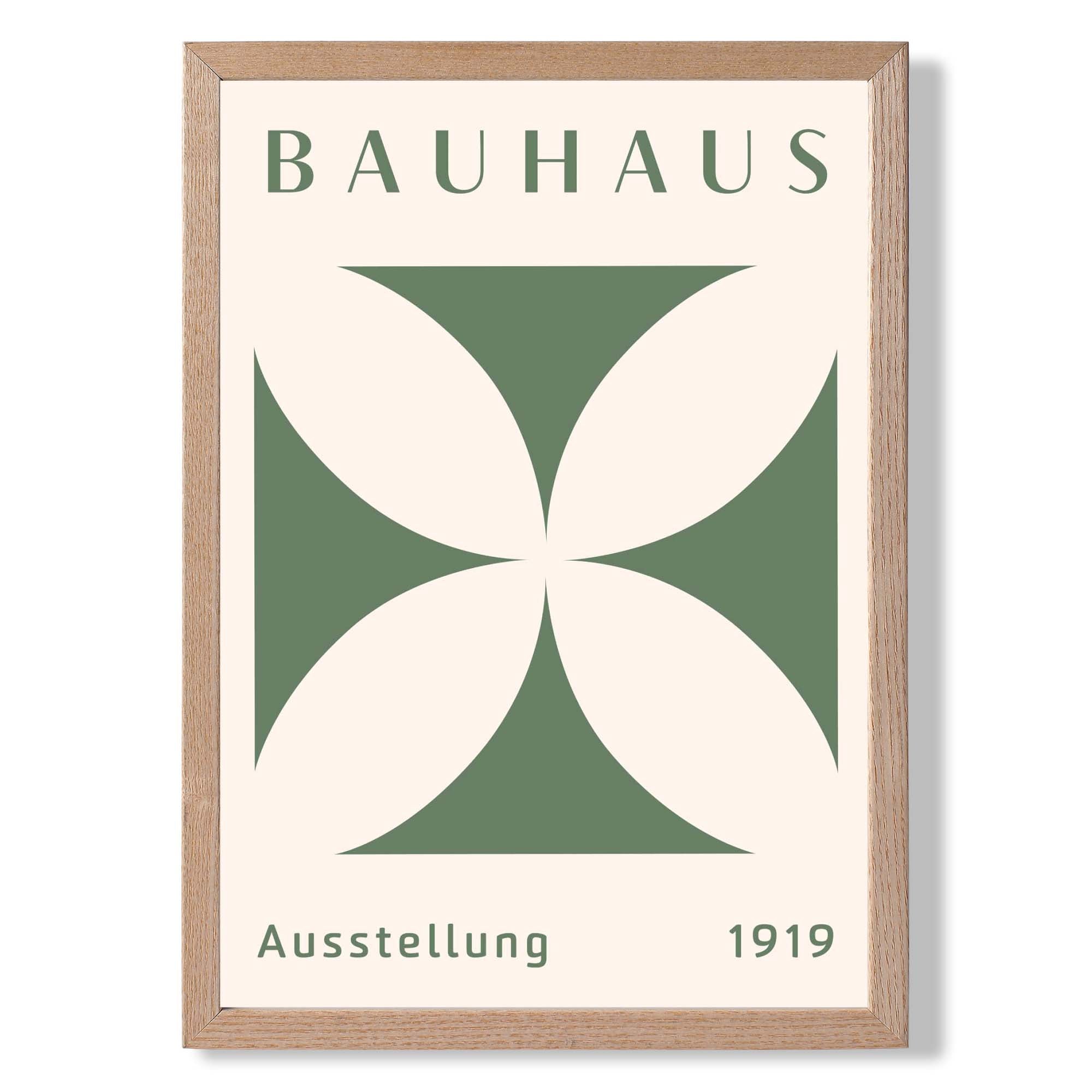 Bauhaus Green Geometric Flower Art Print Wall Art Print