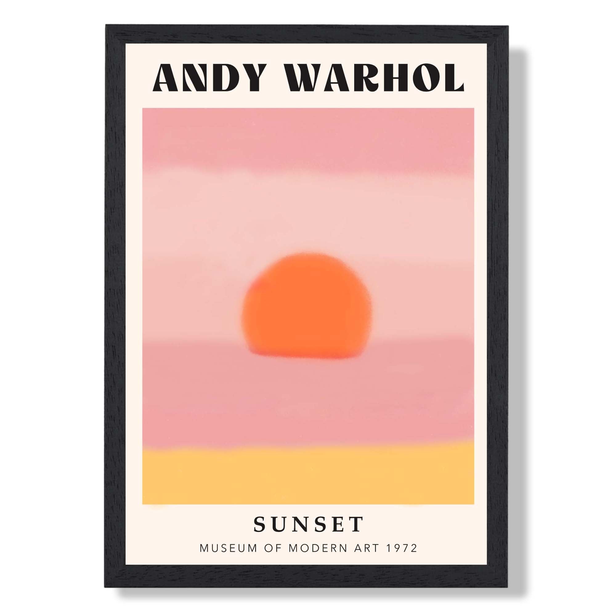 Andy Warhol Pink Sunset Art Print print in Black Wooden Frame