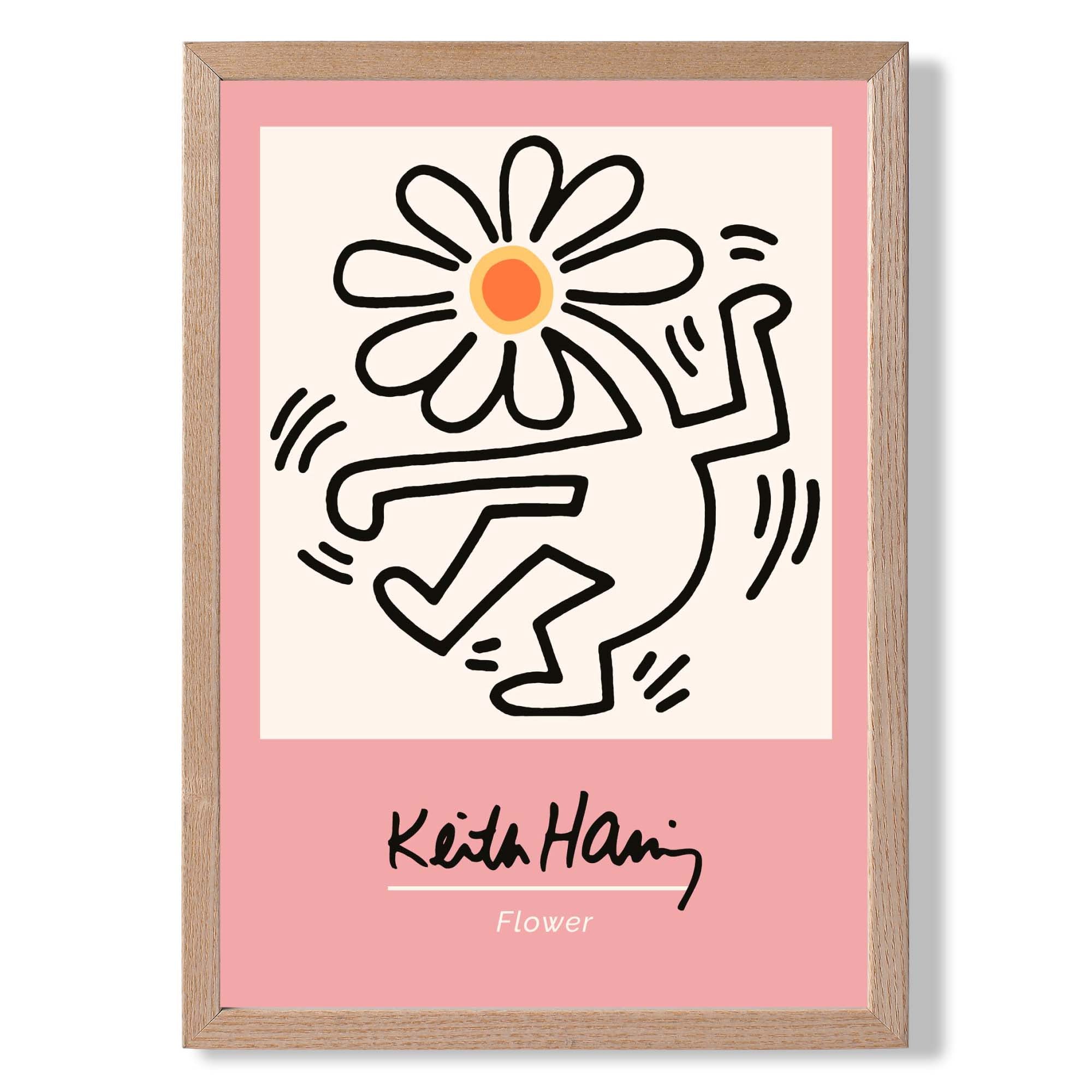Keith Haring Pink Dancing Flower Art Print Wall Art Print