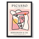 Picasso Abstract Face in Pink Art Print print in Black Wooden Frame