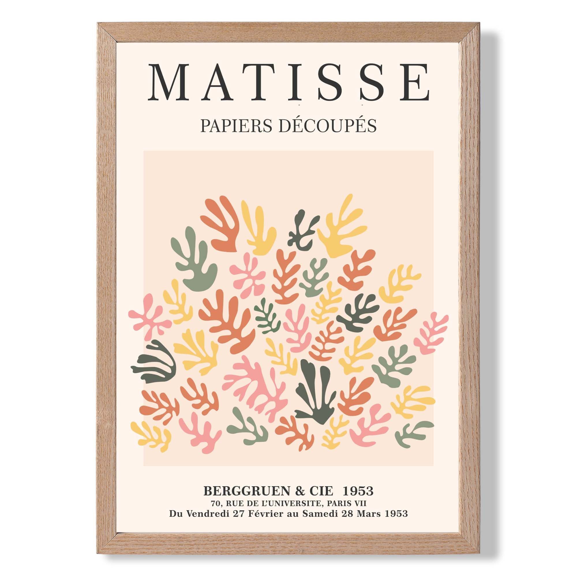 Matisse Floral Cut Outs in Pink and Green Art Print Wall Art Print