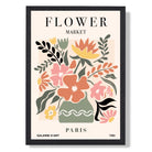 Paris Flower Market in Pink and Green Art Print print in Black Wooden Frame