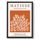 Matisse Floral Cut Outs in Orange Art Print print in Black Wooden Frame