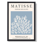 Matisse Floral Cut Outs in Light Blue Art Print print in Black Wooden Frame