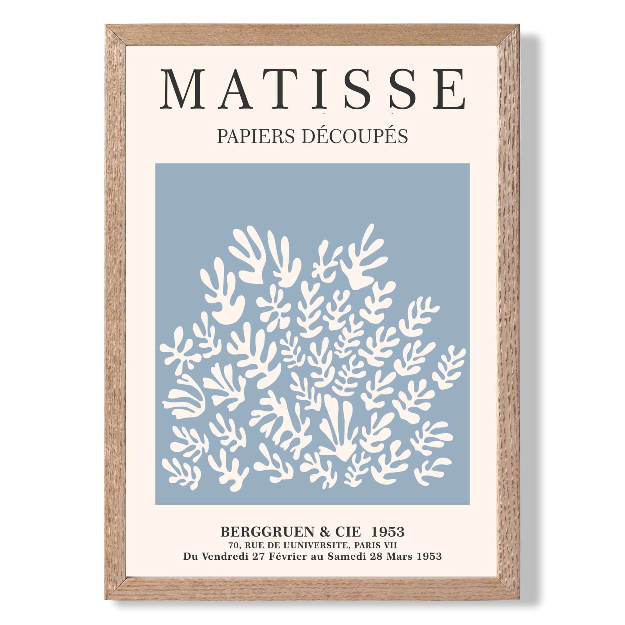 Matisse Floral Cut Outs in Light Blue Art Print Wall Art Print
