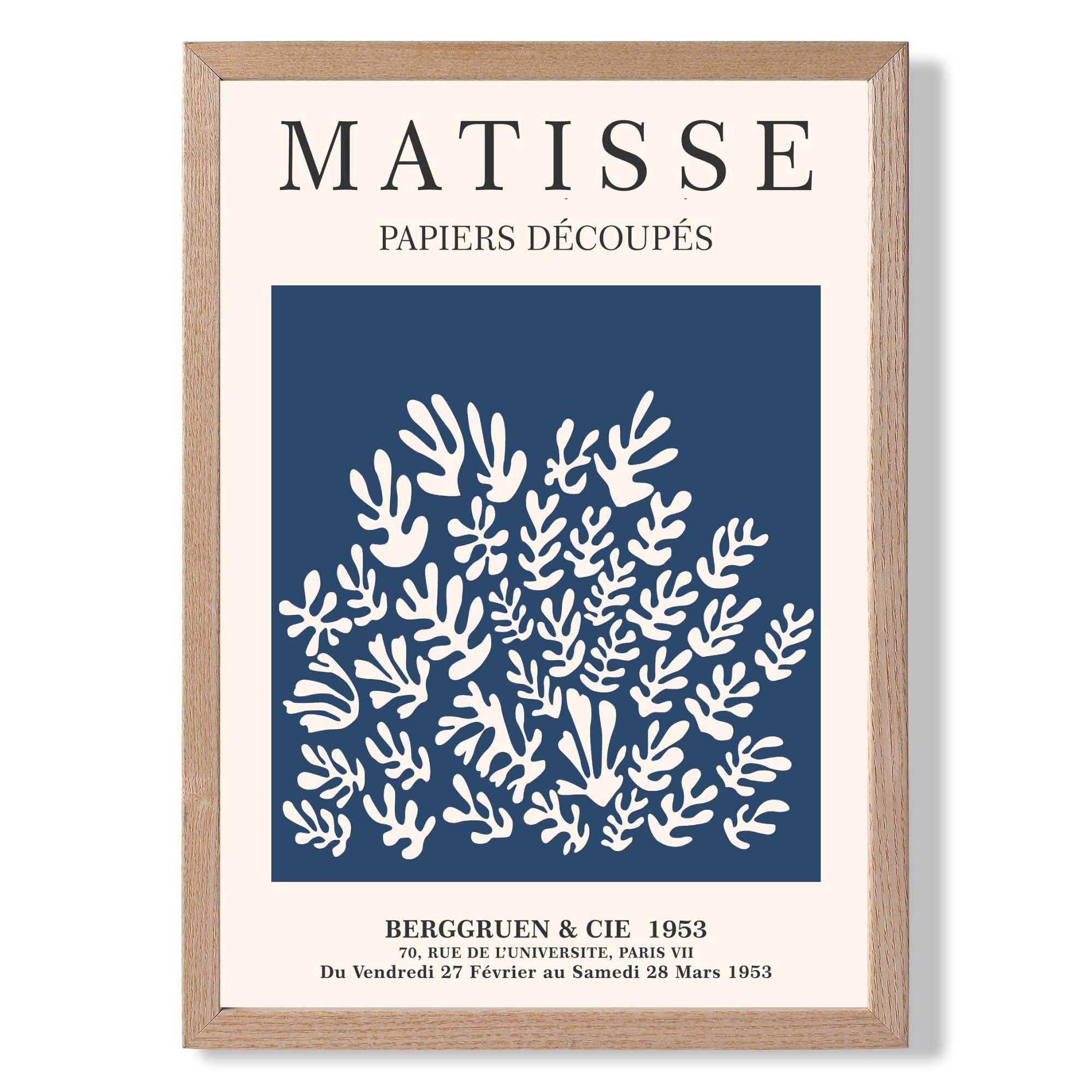 Matisse Floral Cut Outs in Navy Blue Art Print Wall Art Print