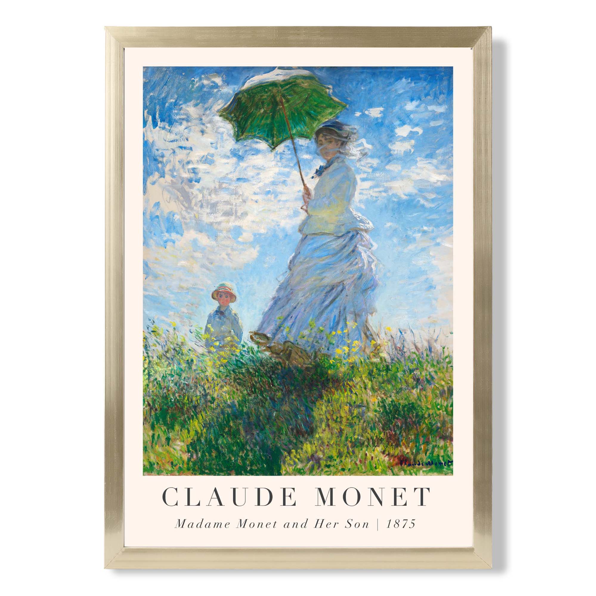 Claude Monet Madame Monet and Her Son print in Gold Wooden Frame