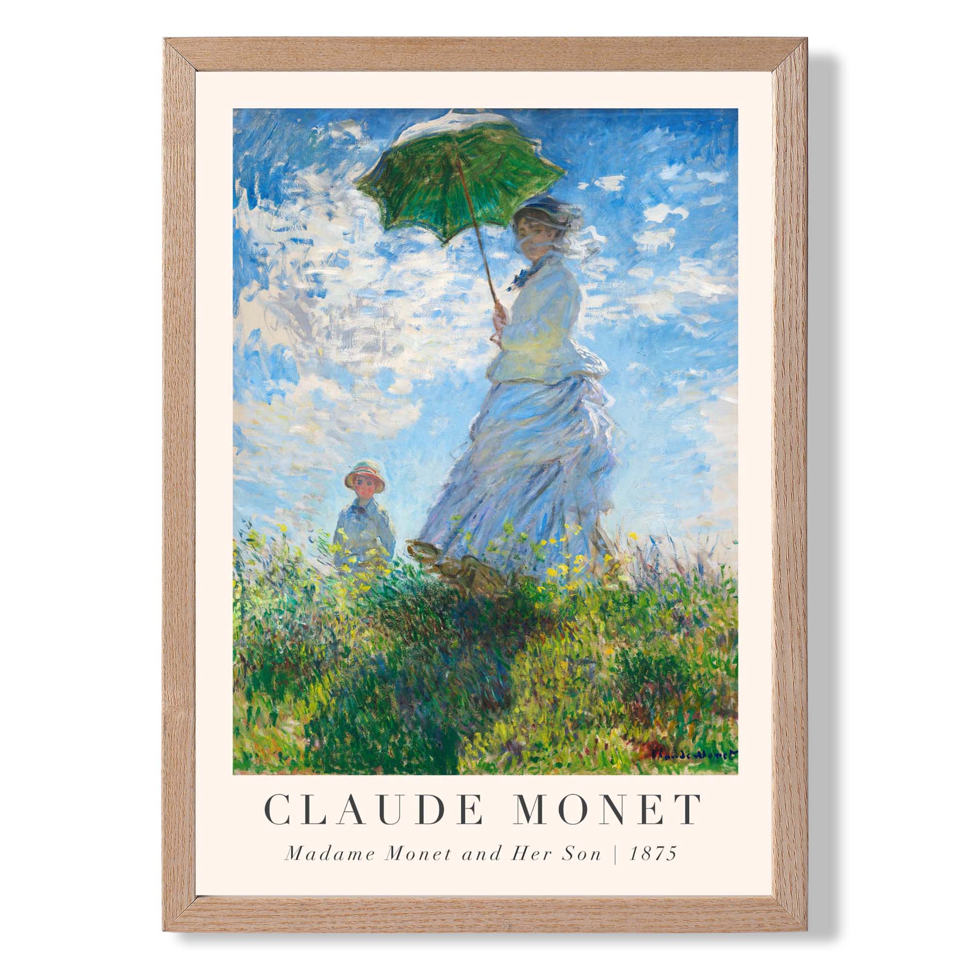 Claude Monet Madame Monet and Her Son print in Light Oak Wooden Frame