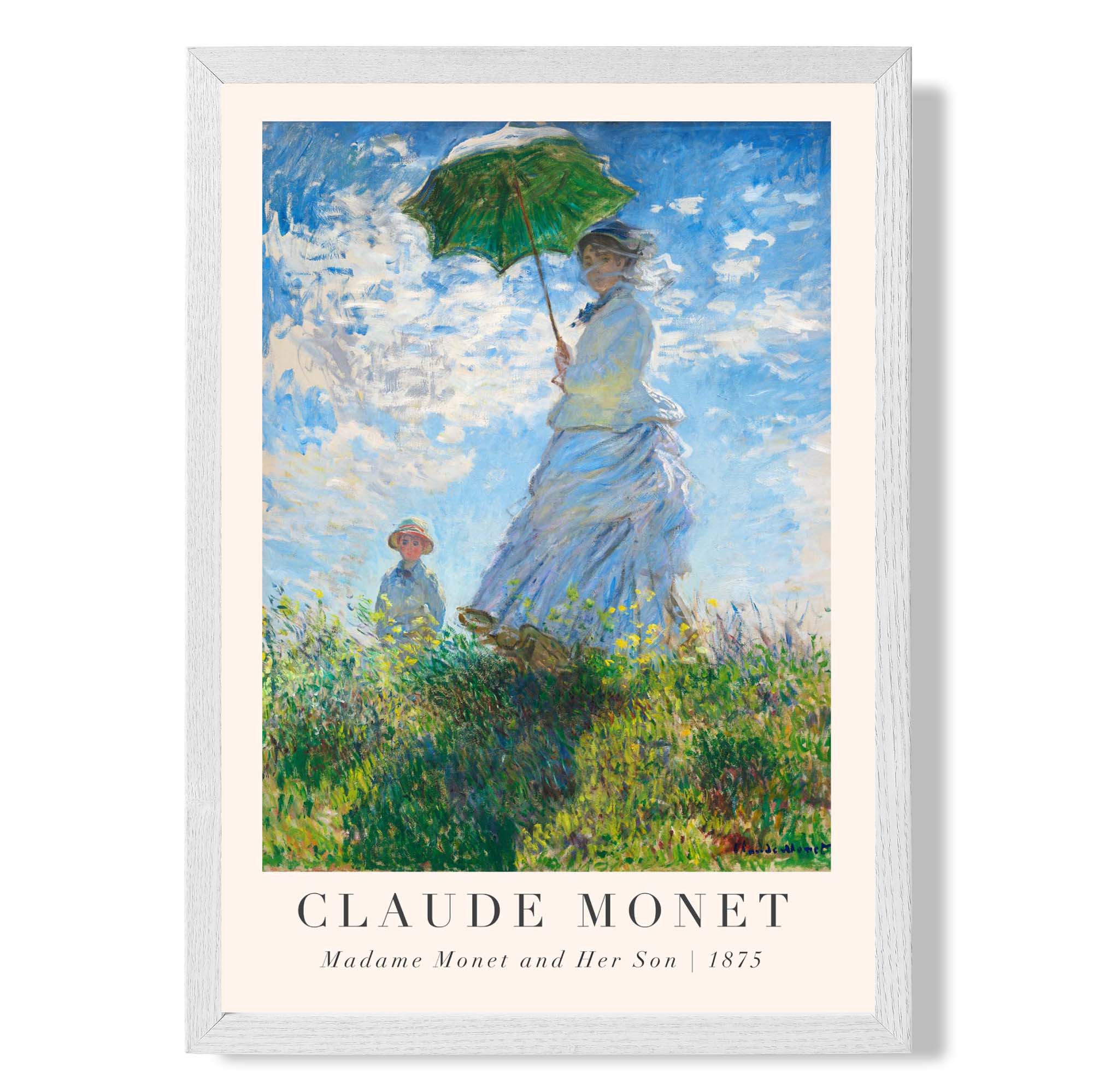 Claude Monet Madame Monet and Her Son print in White Wooden Frame